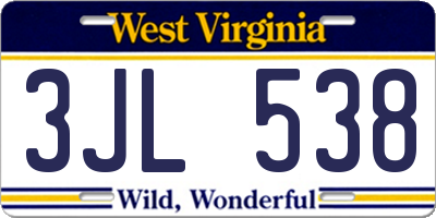 WV license plate 3JL538