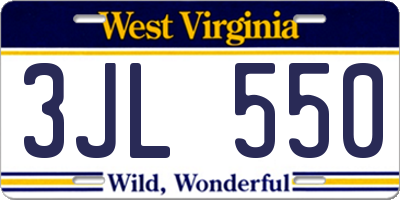 WV license plate 3JL550