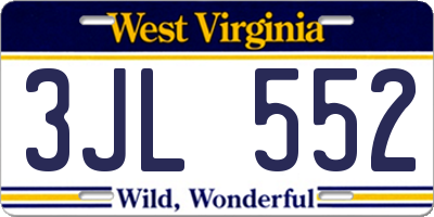 WV license plate 3JL552