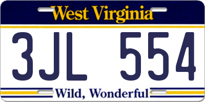 WV license plate 3JL554