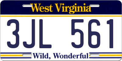 WV license plate 3JL561