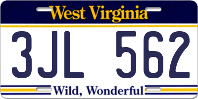WV license plate 3JL562