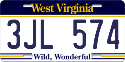 WV license plate 3JL574