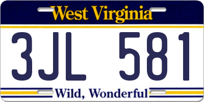 WV license plate 3JL581