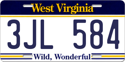 WV license plate 3JL584