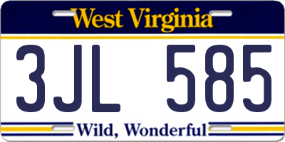 WV license plate 3JL585