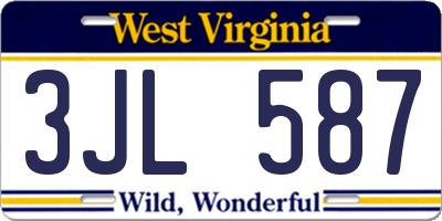 WV license plate 3JL587