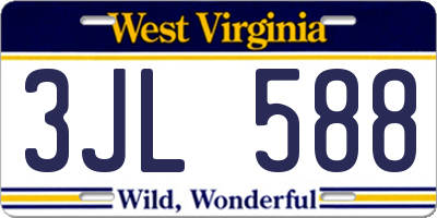 WV license plate 3JL588