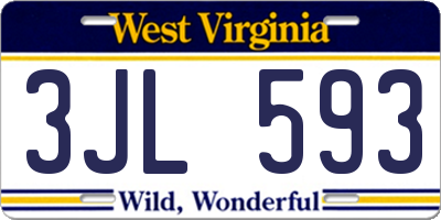 WV license plate 3JL593