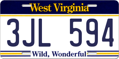 WV license plate 3JL594