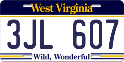 WV license plate 3JL607