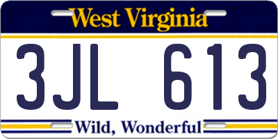 WV license plate 3JL613