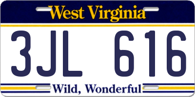 WV license plate 3JL616