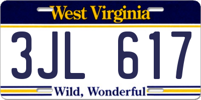 WV license plate 3JL617