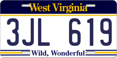 WV license plate 3JL619