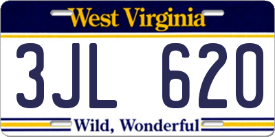 WV license plate 3JL620