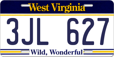 WV license plate 3JL627