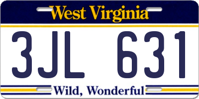 WV license plate 3JL631