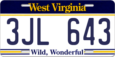 WV license plate 3JL643