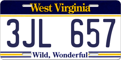 WV license plate 3JL657