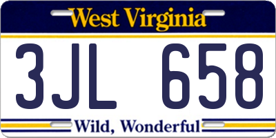 WV license plate 3JL658