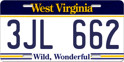 WV license plate 3JL662