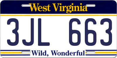 WV license plate 3JL663