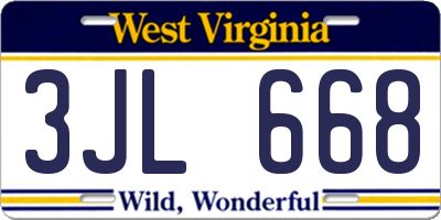 WV license plate 3JL668