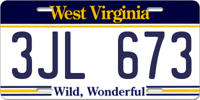 WV license plate 3JL673