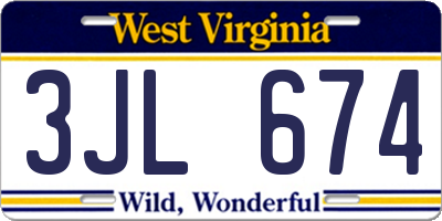 WV license plate 3JL674