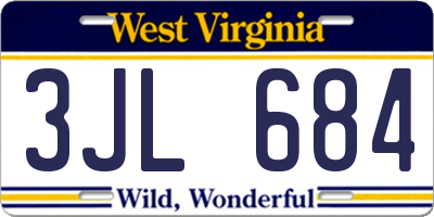 WV license plate 3JL684