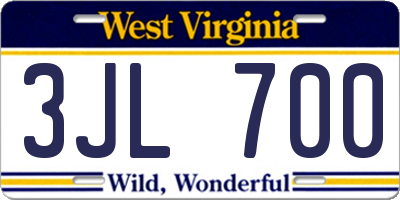 WV license plate 3JL700
