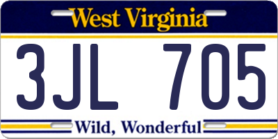 WV license plate 3JL705