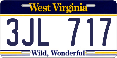 WV license plate 3JL717