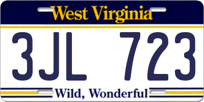 WV license plate 3JL723