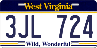 WV license plate 3JL724