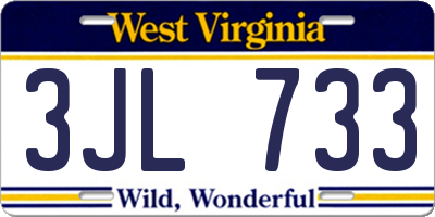 WV license plate 3JL733