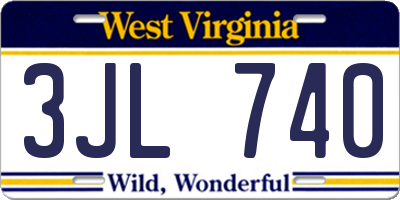 WV license plate 3JL740