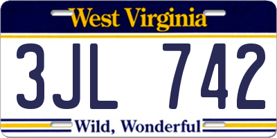 WV license plate 3JL742