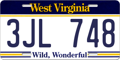 WV license plate 3JL748