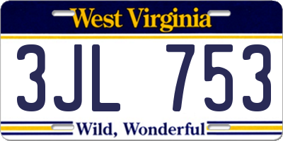 WV license plate 3JL753