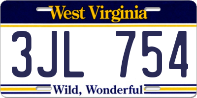 WV license plate 3JL754