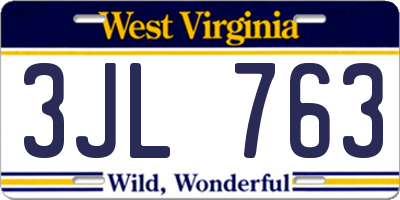 WV license plate 3JL763