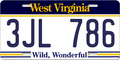 WV license plate 3JL786
