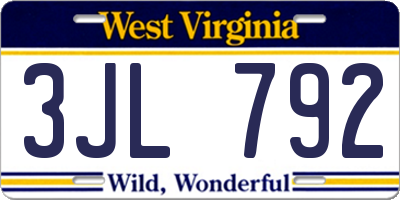 WV license plate 3JL792