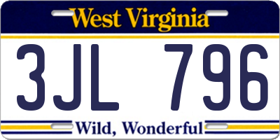 WV license plate 3JL796