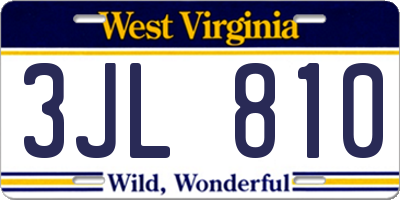 WV license plate 3JL810