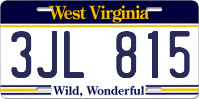 WV license plate 3JL815