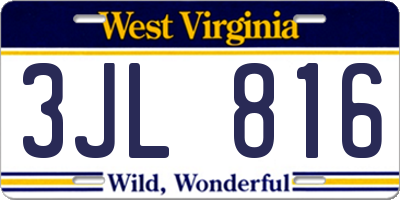 WV license plate 3JL816