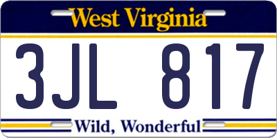 WV license plate 3JL817